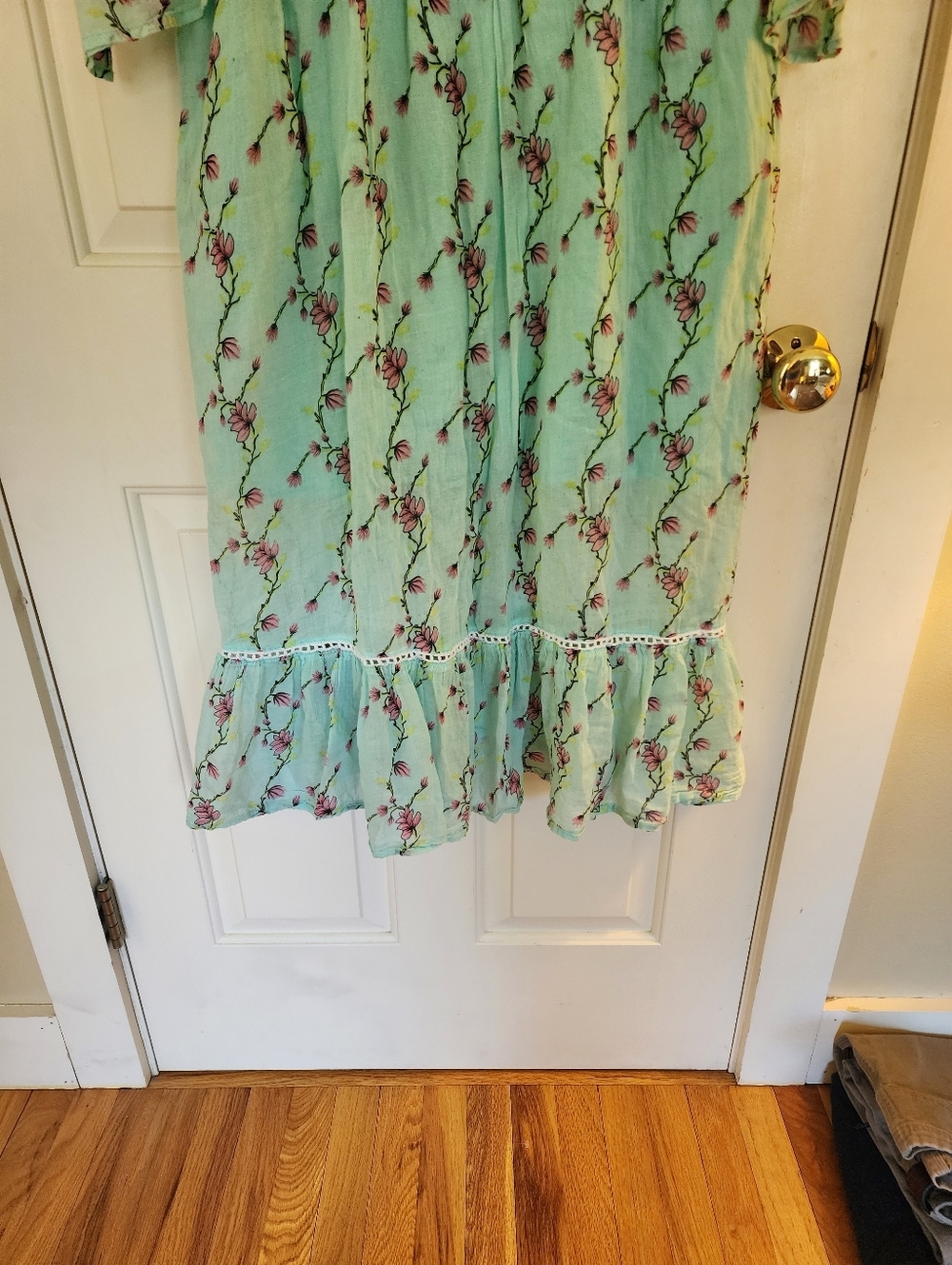 Debbie Katz South Beach Maxi Green & Pink Floral Dress Romantic Resort Size S - Picture 3 of 12